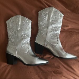 Silver cowboy boots